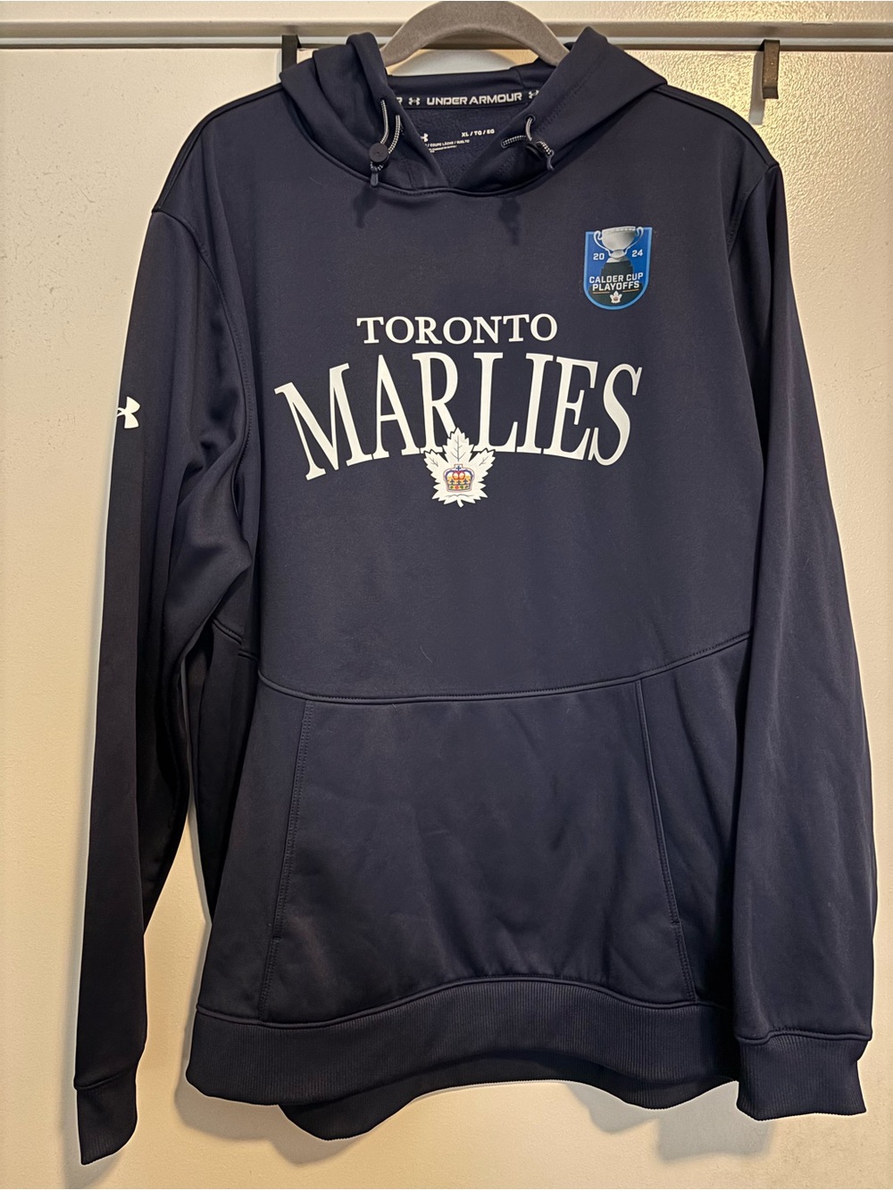 Under Armour Toronto Marlies Navy Pullover Hoodie. 2024 Calder Cup Playoffs
